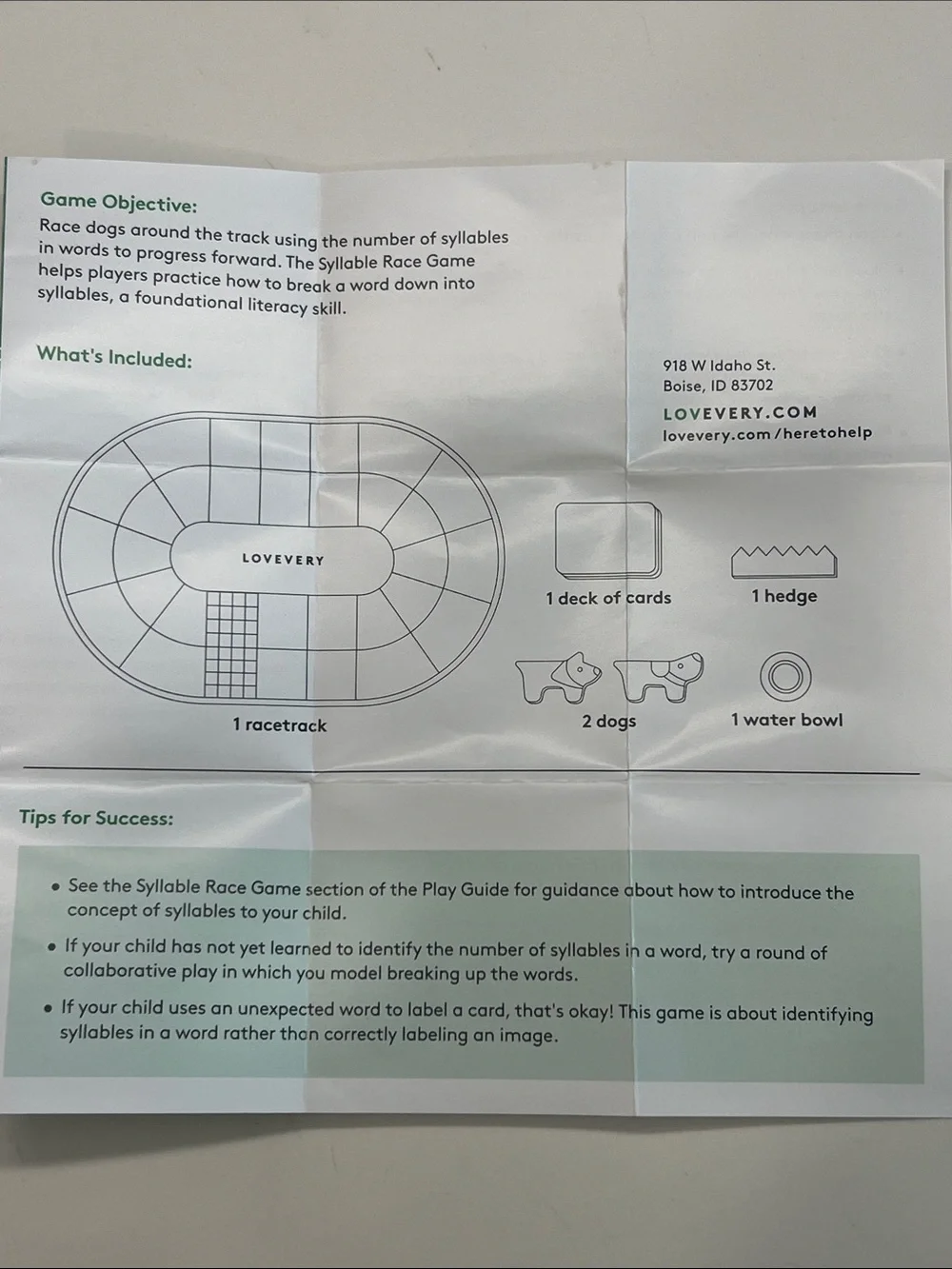 LOVEVERY Syllable Race Game from Reading Skill Set Part 1